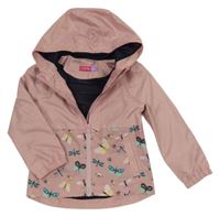 Starorůžová šusťáková jarní bunda s hmyzem a kapucí Lily & Dan