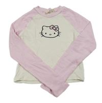 Smetanovo-růžové žebrované crop triko s Hello Kitty H&M