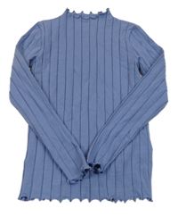 Modrošedé žebrované triko Name it