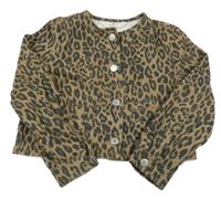 Hnědá riflová crop bunda s leopardím vzorem H&M