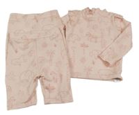 2set - Růžové UV triko se zvířaty + crop kalhoty George