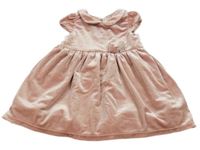 Růžové sametové šaty s límečkem H&M