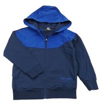 Tmavomodro-safírová propínací mikina s kapucí Pocopiano