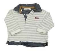 Bílo-šedé pruhované polo triko s výšivkou M&Co.