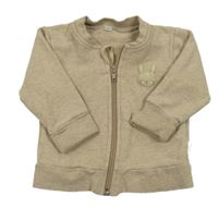 Hnědá melírovaná propínací mikina s králíkem