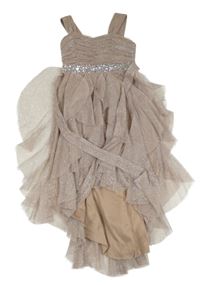 Hnědé třpytivé tylové slavnostní šaty s kamínky