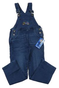 Nové - Tmavomodré teplákové laclové rifle s mixem betonu Pocopiano