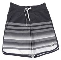 Černo-tmavošedo-bílé plážové kraťasy s pruhy H&M