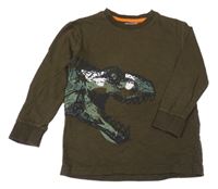 Khaki triko s dinosaurem Next
