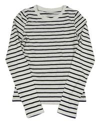 Bílo-černé pruhované triko H&M