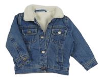 Modrá zateplená riflová bunda s králíkem 