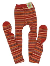 Nové - Červeno-oranžové pruhované punčocháče 