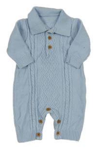 Světlemodrý vzorovaný pletený overal s límečkem Nutmeg