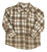 Béžovo-hnědá kostkovaná košile 
