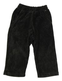 Antracitové žebrované sametové kalhoty zara