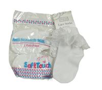 Nové - 3 set - 2x bílé bavlněné rukavice + ponožky s tylem 