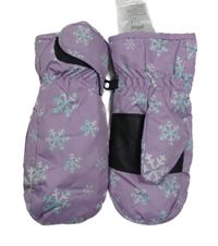 Fialové šusťákové zateplené palcové rukavice s vločkami Alive