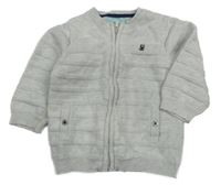 Šedý melírovaný propínací lehký svetr Obaibi