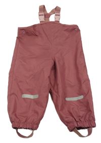 Tmavorůžové šusťákové laclové kalhoty 