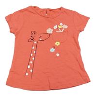 Korálové tričko s žirafou 
