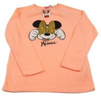 Nové - neonově oranžová fleecová mikina s Minnie Disney