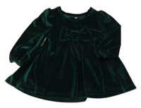 Tmavozelené sametové šaty s mašlí shein