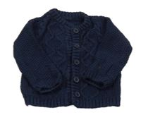 Tmavomodrý vzorovaný propínací svetr Matalan