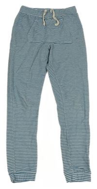 Tyrkysovo-bílé pruhované tepláky jakoo