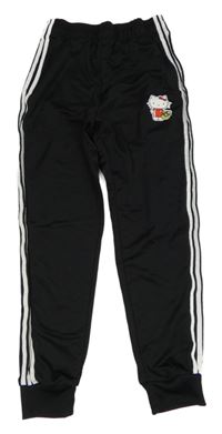 Černé sportovní tepláky s pruhy a Hello Kitty Adidas