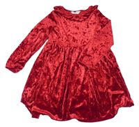Červené sametové šaty s límečkem H&M