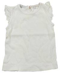 Bílé žebrované tričko s madeirou