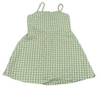Zeleno-bílé kostkované krepové šaty Primark
