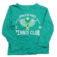 Zelené triko s tenisovými raketami zn. H&M