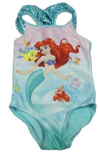Tyrkysovo-růžové jednodílné plavky s Ariel H&M