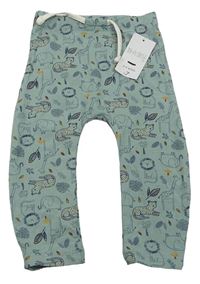 Zelené lehké baggy tepláky se zvířátky Matalan
