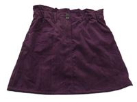 Fialová žebrovaná sametová sukně Yigga