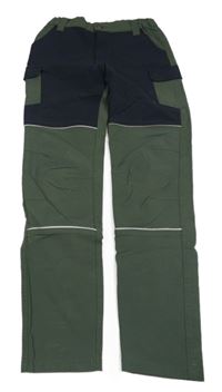 Khaki-tmavomodré šusťákové cargo outdoorové kalhoty zn.Kingcraft