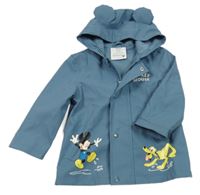 Šedomodrá voděodolná podšitá bunda s Mickeym a Plutem a kapucí Primark