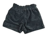 Šedomodro-stříbrné sametové žebrované třpytivé podšité kraťasy Nutmeg