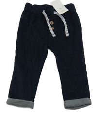 Nové - Tmavomodré podšité manšestráky Lupilu