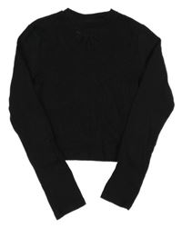 Černé žebrované crop triko s průstřihy H&M