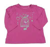 Fuchsiové triko s ptáčky Esprit