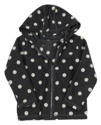 Antracitovo-bílá puntíkovaná propínací fleecová mikina s kapucí George