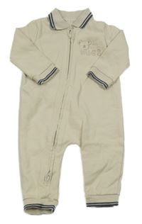 Béžovo-tmavomodrý overal s medvídkem a límečkem George