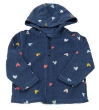 Tmavomodrá fleecová propínací mikina se srdíčky a kapucí George