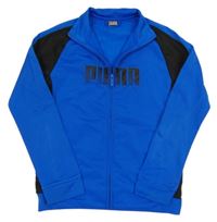 Tmavomodro-černá sportovní propínací mikina s logem Puma