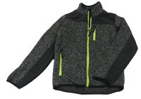 Šedo-černá melírovaná pleteno/softshellová funkční bunda