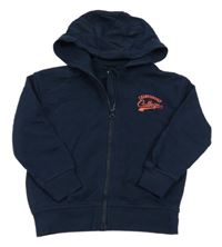 Tmavomodrá propínací mikina s nápisem a kapucí Lupilu