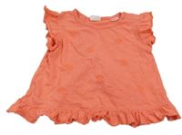 Korálová tunika s květy a volánky Zara