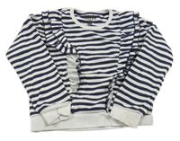 Bílo-tmavomodrá pruhovaná mikina s volánky F&F